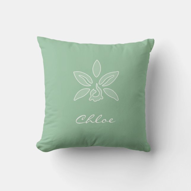 Coussin Elégante orchidée Simple printemps vert fleur et n (Recto)