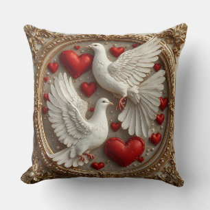 Coussin Élégante paire de colombes symbolisant l'amour et