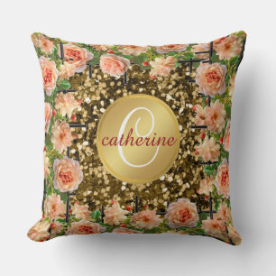 Coussin Elégante Parties scintillant d'or Champagne Garden