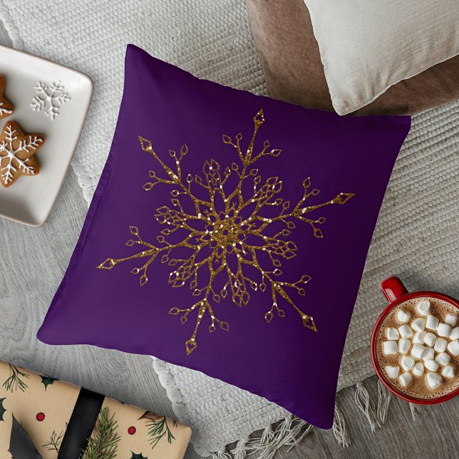 Coussin Elégante Parties scintillant Gold Holiday Flocon d (Elegant Gold Glitter Holiday Snowflake Purple Throw Pillow)