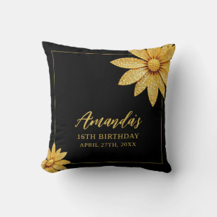 Coussin Elégante Parties scintillant or Flower Sweet 16 An