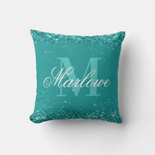 Coussin Elégante Parties scintillant Turquoise bleu vert M (Recto)