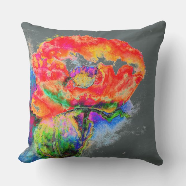 Coussin Elégante peinture abstraite à l'aquarelle rouge (Recto)