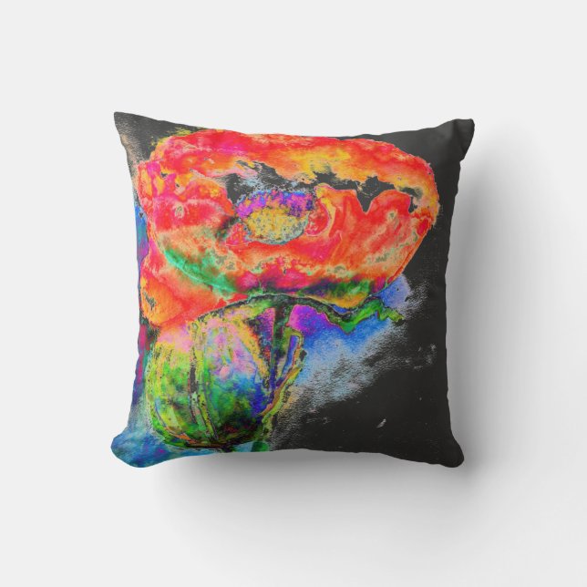 Coussin Elégante peinture abstraite à l'aquarelle rouge (Recto)