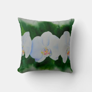 Coussin Elégante peinture d'orchidée tropicale blanche