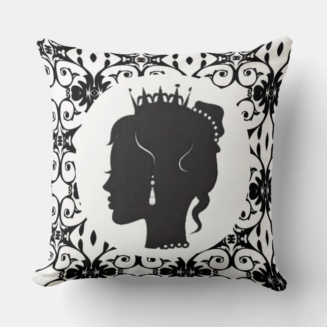 Coussin Élégante Princesse Noire Silhouette Jeu d'oreiller (Recto)