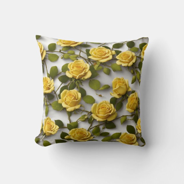 Coussin Elégante Rose Jaune Motif Floral (Recto)