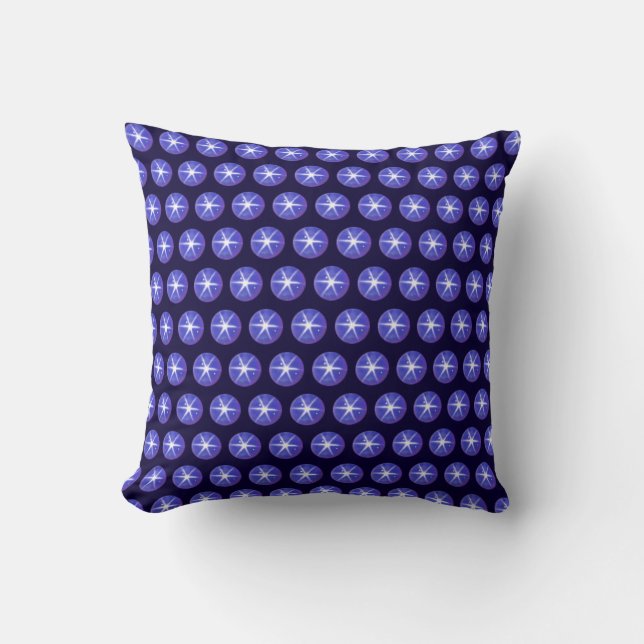 Coussin Élégante saphir étoilé bleu et blanc sur fond bleu (Recto)