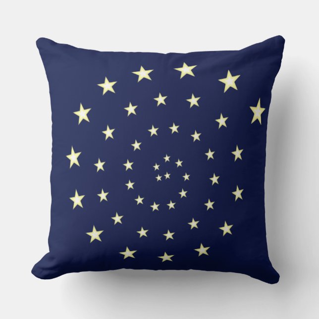 Coussin Élégante spirale d'étoiles sur bleu marine (Recto)