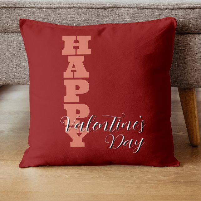 Coussin Elégante Terracotta Rouge Velvet Joyeux Valentin (Créateur téléchargé)