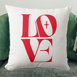 Coussin Élégante typographie d'amour rouge