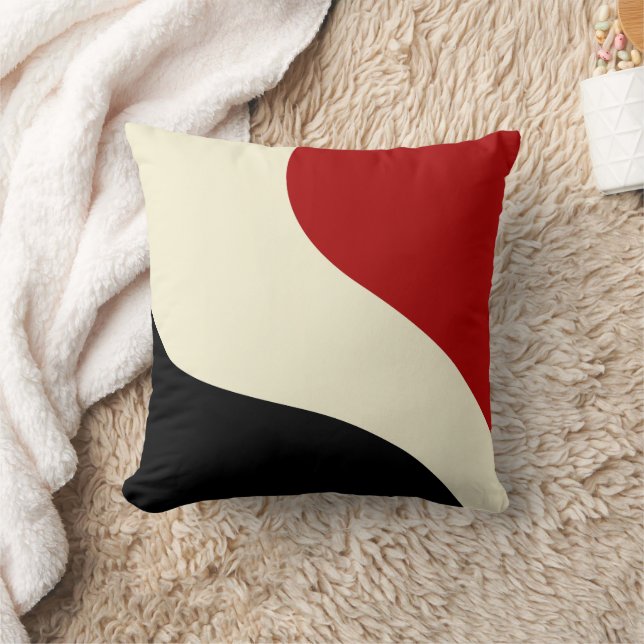 Coussin Elégante vague minimale en rouge, noir et crème (Couverture)