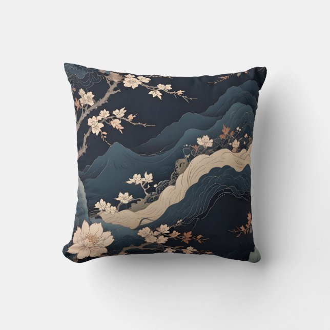Coussin Elégante Zen Cherry Blossom et Mountain Thailler P (Recto)