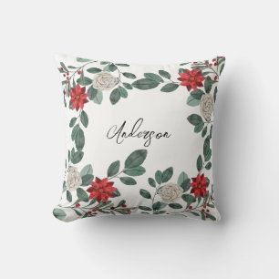 Coussin Élégantes baies de verdure de Noël