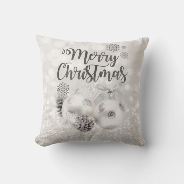 Coussin Élégantes, boules de Noël, Bokeh scintillant (Recto)