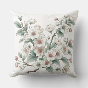 Coussin Élégantes fleurs de cerises en fleurs