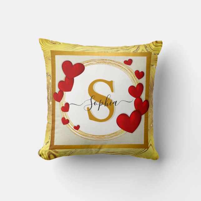 Coussin Élégantes Saint-Valentin, Amour, Mariage Anniversa (Recto)