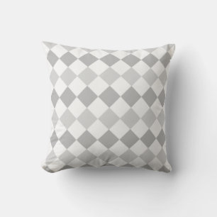 Coussin Élégants Diamants Gris Argenté & Blanc