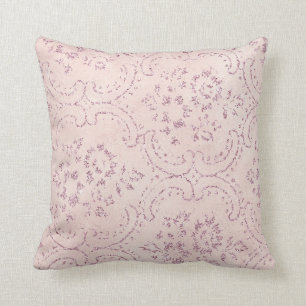 COUSSIN ÉLÉGANTS ÉLÉMENTS FLORAUX VINTAGES ROSE NOIR