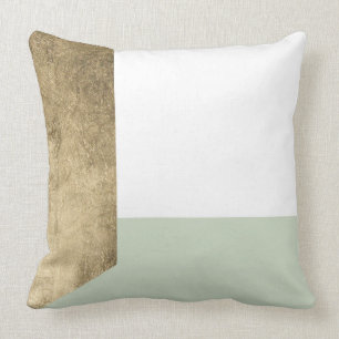 Coussin Élégants modernes rougissent or vert géométrique