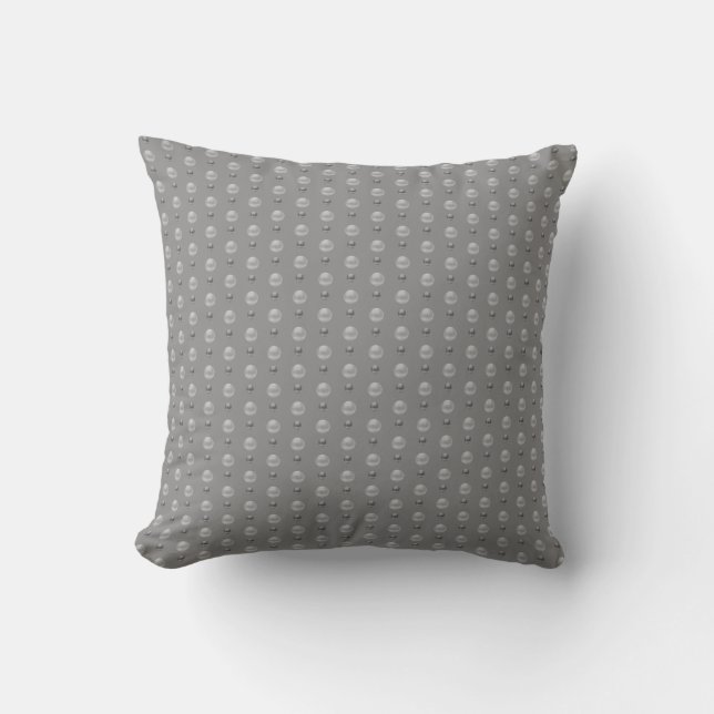 Coussin Élégants petits pois gris argenté sur gris (Recto)