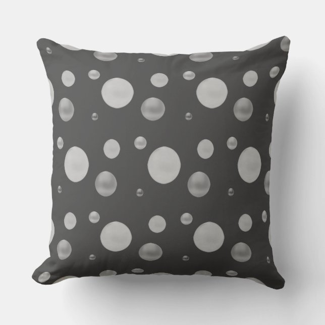 Coussin Élégants pois gris argent (Recto)