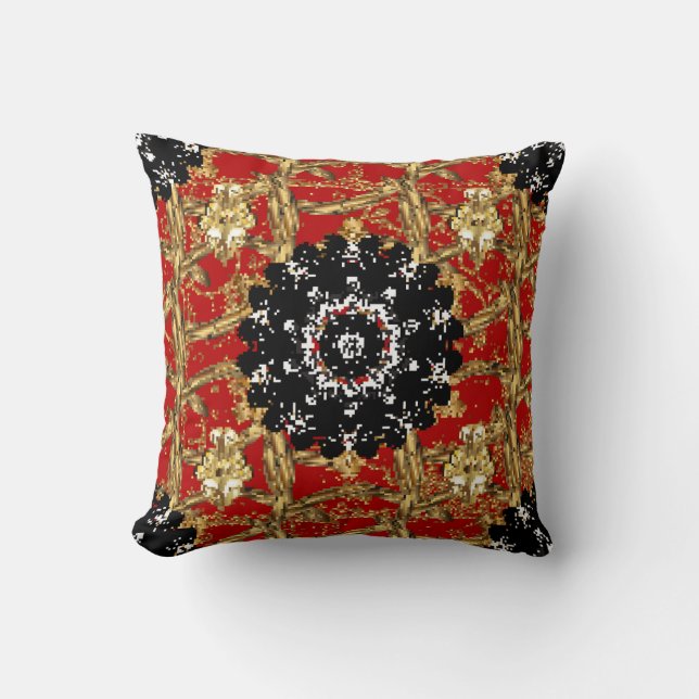 Coussin Elément doré sur arrière - plan rouge. Illustratio (Recto)