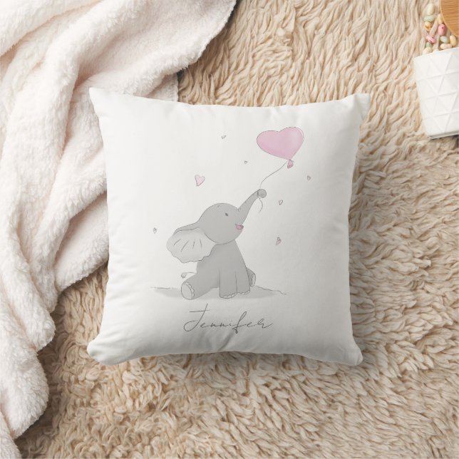 Coussin Élément éléphant mignon avec nom de ballon (Couverture)