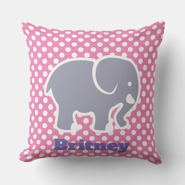 Coussin Élément gris mignon sur monogramme à motif à pois (Recto)