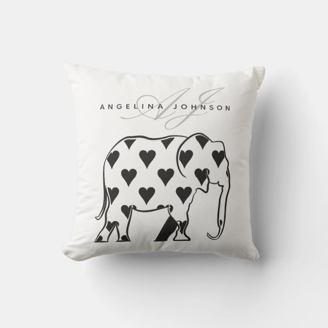 Coussin Élément, motif noir et blanc Monogramme moderne (Recto)