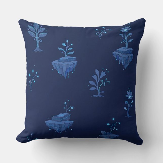Coussin Éléments botaniques cyberpunk mystiques à minuit  (Recto)