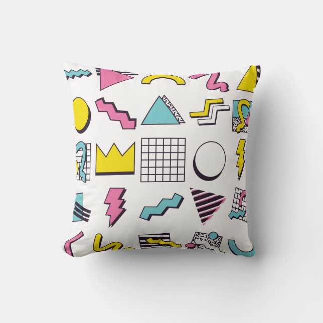 Coussin Éléments de conception Pop Memphis des années 90 (Recto)