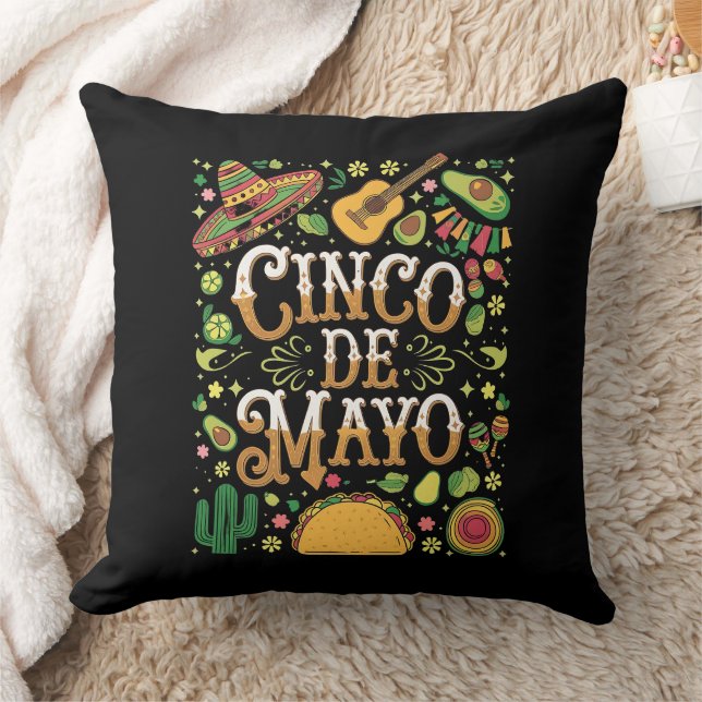 Coussin Éléments de fête mignons de la fête Cinco De Mayo (Couverture)