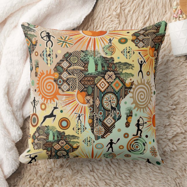 Coussin Éléments de motif décoratif tribal de carte d'Afri (Couverture)