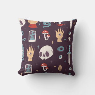 Coussin Éléments magiques : crâne, tarot sans soudure