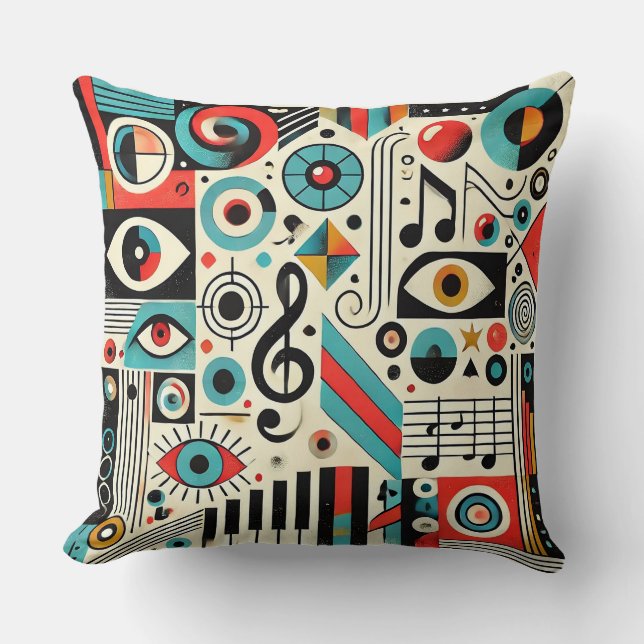 Coussin Éléments musicaux et artistiques (Recto)