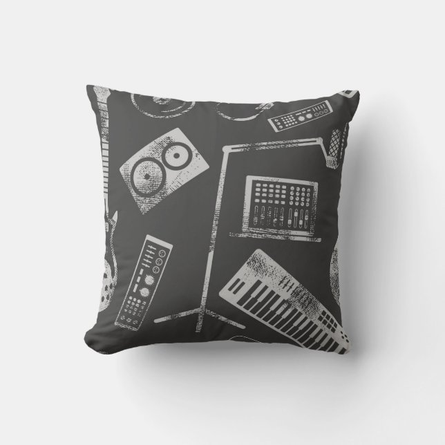 Coussin Éléments musicaux : vintage arrière - plan sans so (Recto)