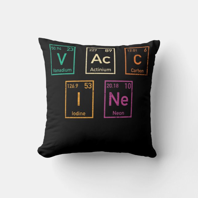 Coussin Éléments vintages du tableau périodique du vaccin (Recto)