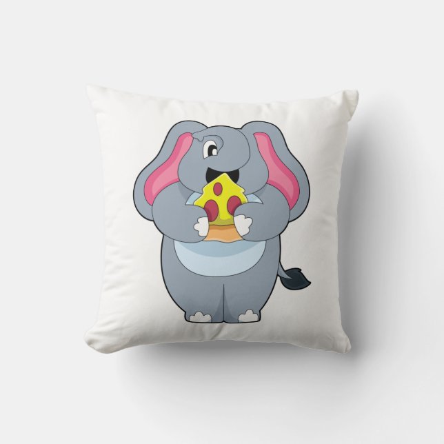 Coussin Eléphant à la pizza (Recto)