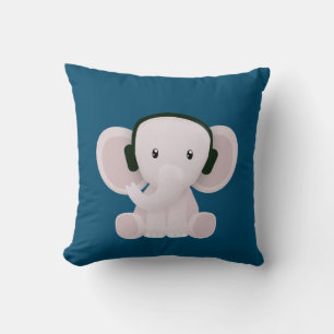 Coussin Elephant aime la musique