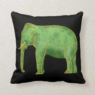 Coussin Éléphant antique d'or et de jade