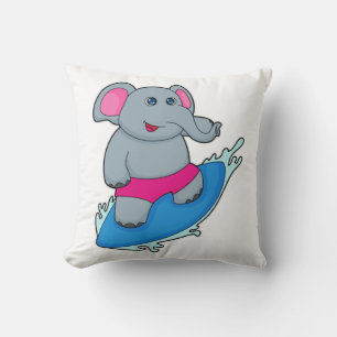 Coussin Elephant as surfer avec surf