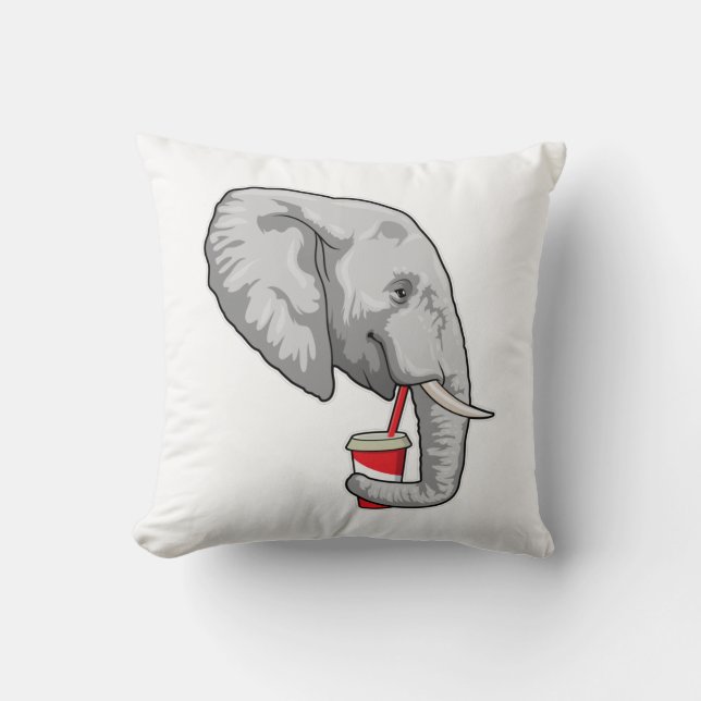 Coussin Eléphant avec boisson (Recto)