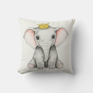Coussin éléphant avec couronne