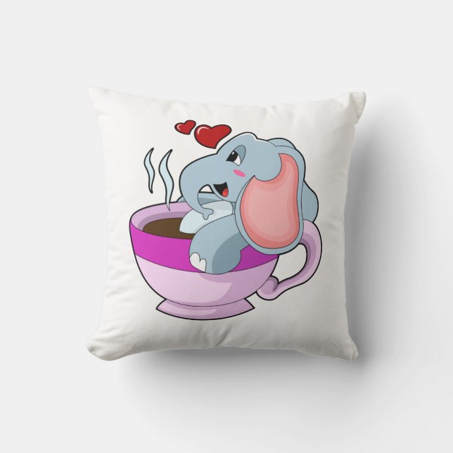 Coussin Elephant avec la coupe du café (Recto)