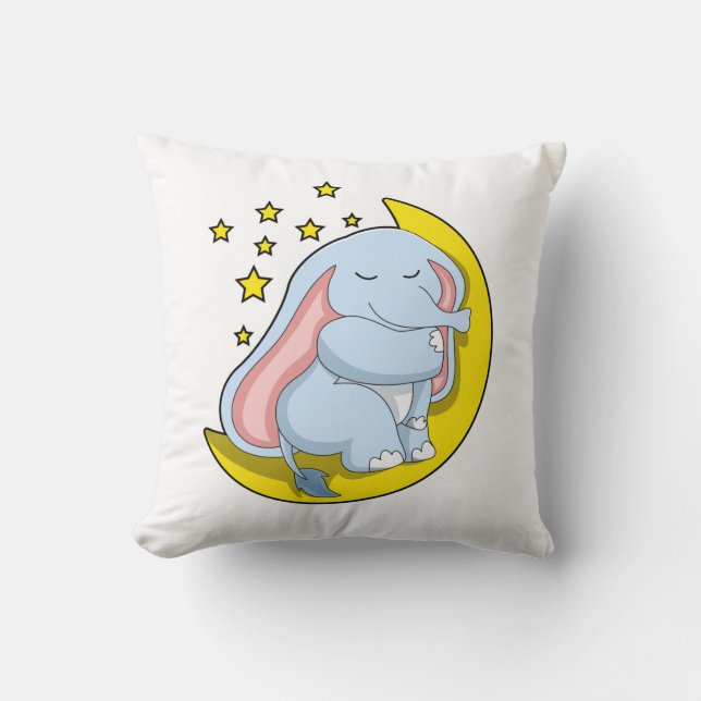 Coussin Eléphant avec lune et étoiles (Recto)