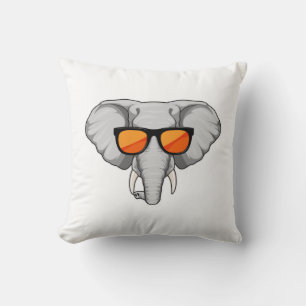Coussin Eléphant avec lunettes de soleil