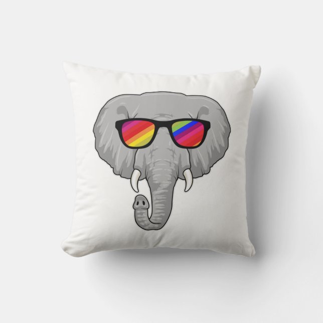 Coussin Eléphant avec lunettes de soleil (Recto)