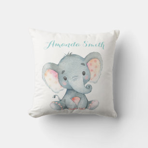 Coussin Éléphant Bébé Aqua Sarcelle Turquoise