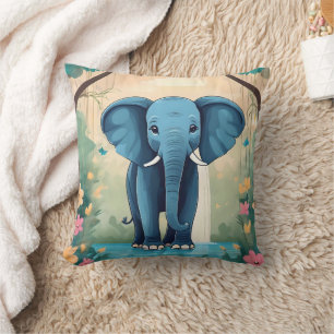 Coussin Eléphant Bébé Bleu Whimsical,